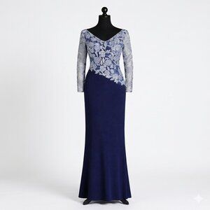 Tadashi Shoji Floral Lace Gown 3X 24Q NWT Pacific Blue Mother of the Bride Gala
